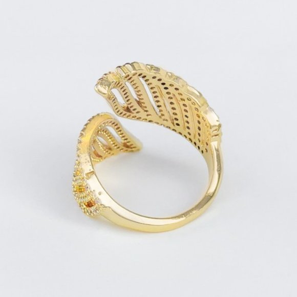 New Micro Pave CZ Diamonds Wings Open Rings - Picture 3 of 4